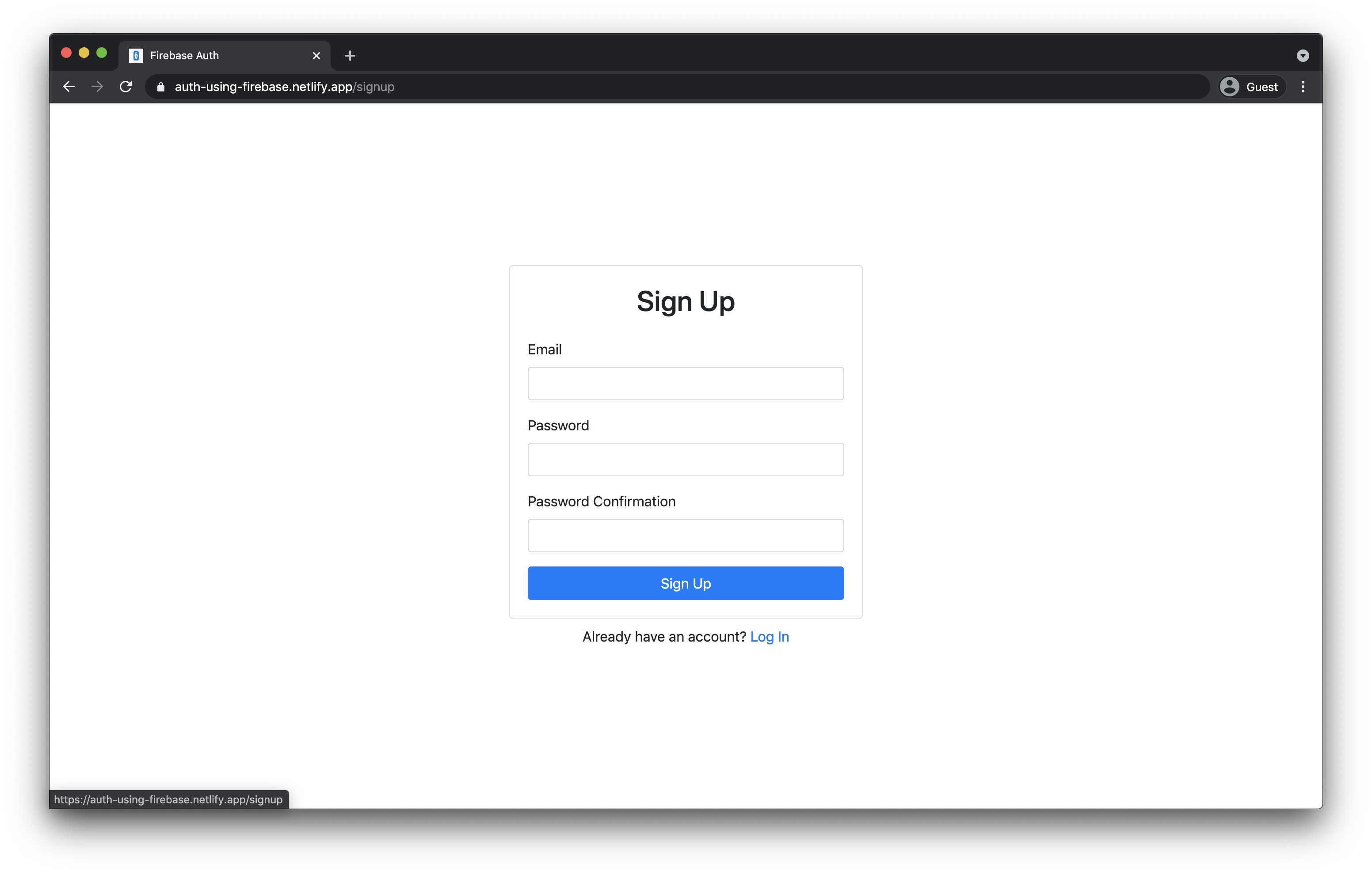 Auth using Firebase - Sign up